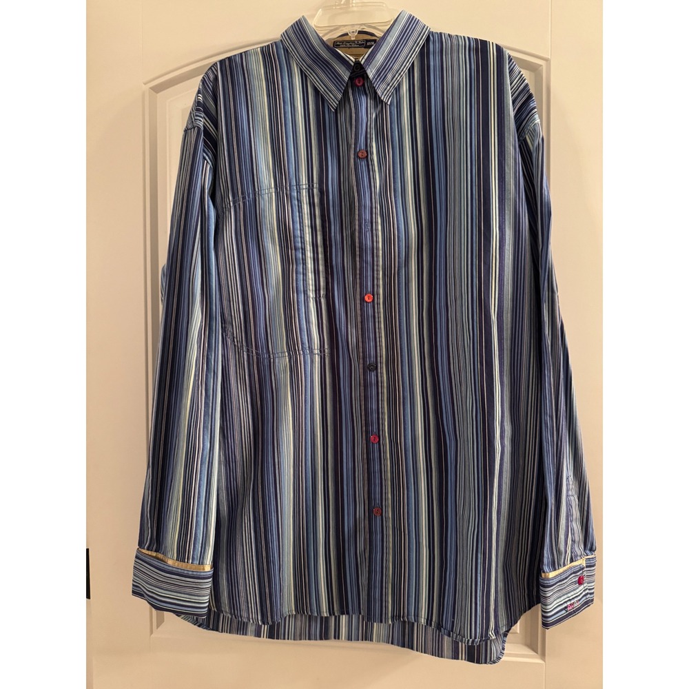 COOGI Mens Long Sleeve Striped Button Up‎ Shirt XXXL Streetwear Designer Party